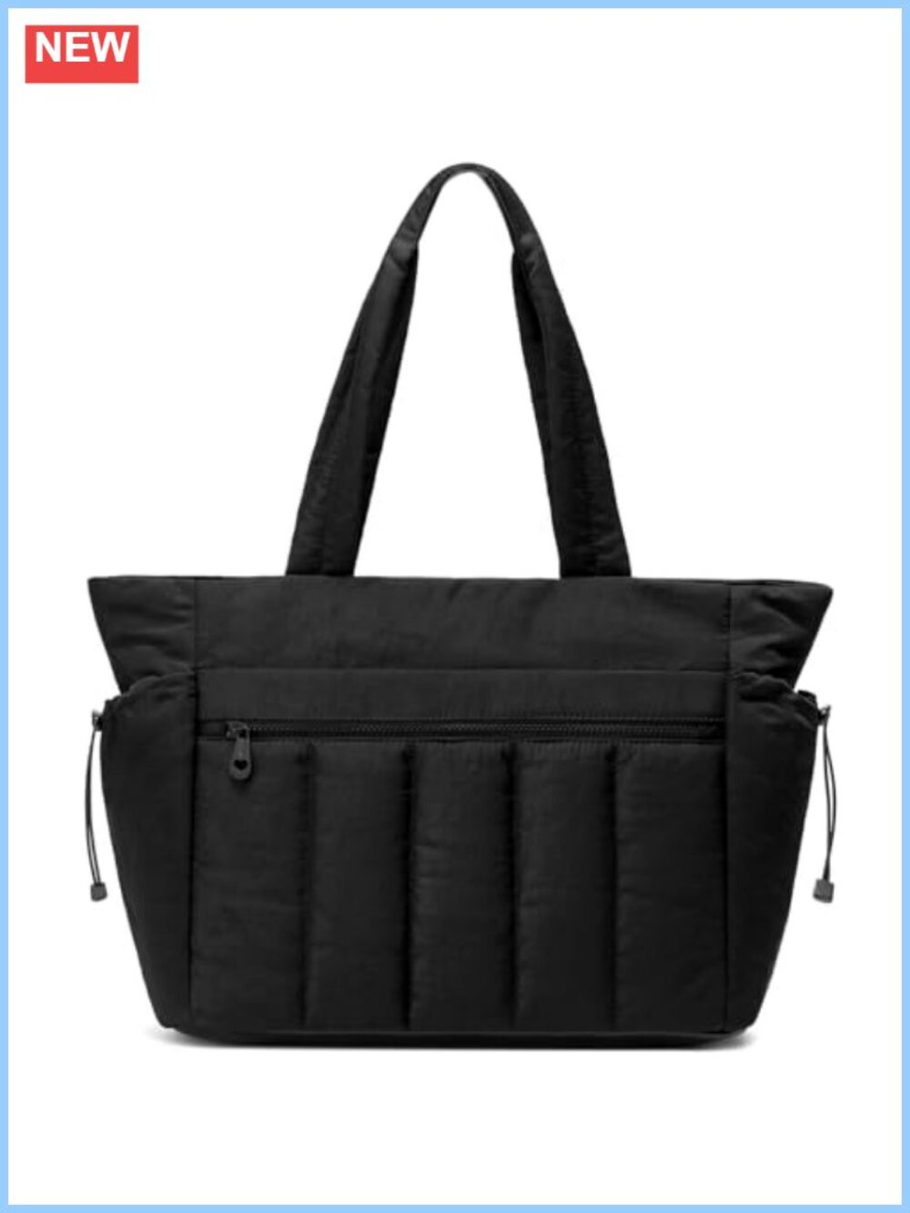 Lightweight Puffer Tote Bag Quilted Shoulder Handbag with Zipper Compartments